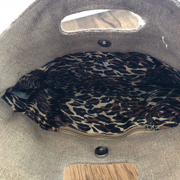 Jute Woven Animal Print Clutch - Picture 2 of 6